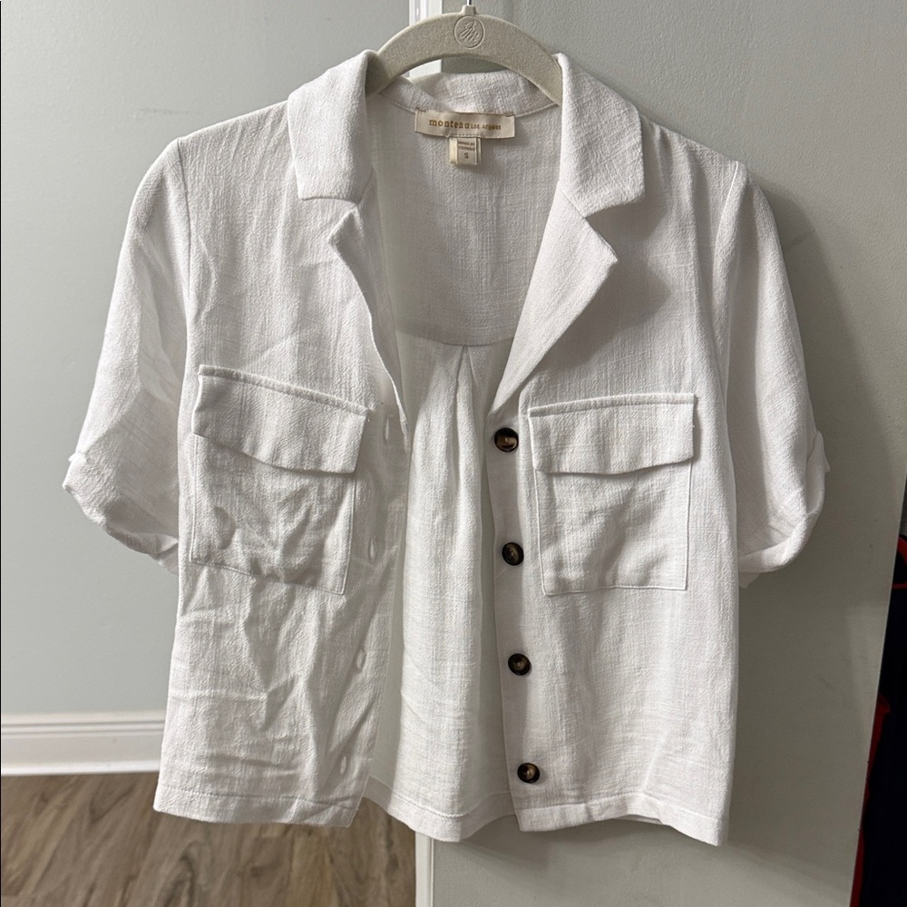 Monteau White Casual Button Down Shirt
